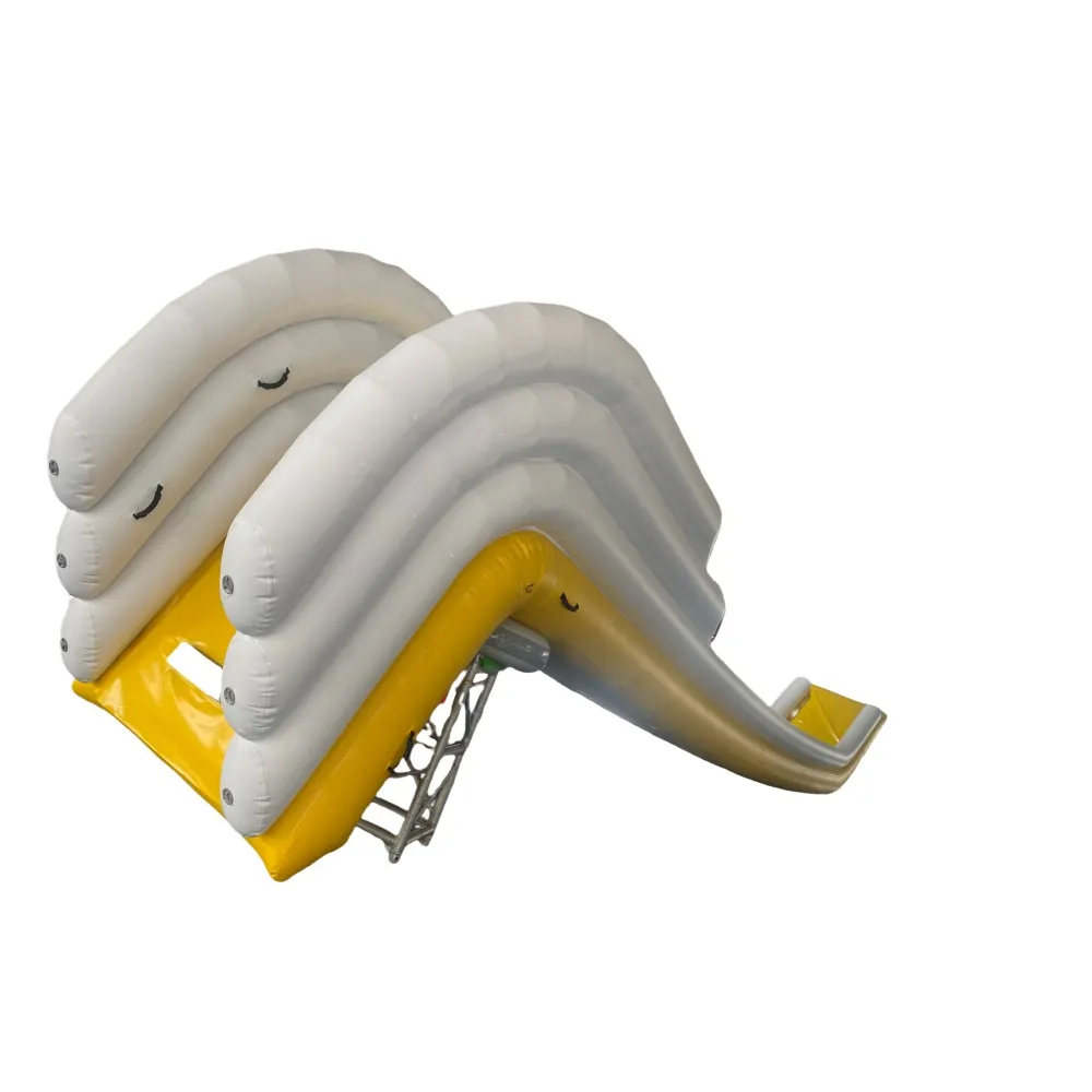 Custom inflatable yacht slide attached to a vessel